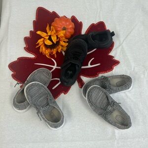 Boys size 9 shoes Hey Dude and Under Armour